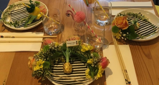 Flower Crowns Hens party orange roses yellow green chrysanthemum baby breath ivy english box leaf